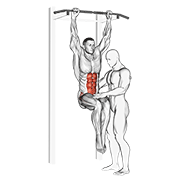 Assisted Hanging Knee Raise With Throw Down demonstration animation