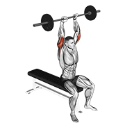 Barbell Seated Overhead Triceps Extension demonstration animation