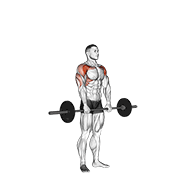 Barbell Standing Front Raise Over Head demonstration animation