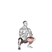Bodyweight Drop Jump Squat demonstration animation