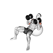 Dumbbell Incline Hammer Press On Exercise Ball demonstration animation