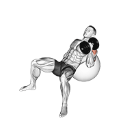 Dumbbell Incline One Arm Hammer Press On Exercise Ball demonstration animation