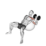 Dumbbell Incline One Arm Press On Exercise Ball demonstration animation
