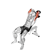 Dumbbell Incline Two Arm Extension demonstration animation