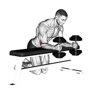 Dumbbell Over Bench Neutral Wrist Curl demonstration animation