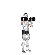 Dumbbell Standing Palms In Press demonstration animation