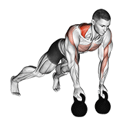 Kettlebell Alternating Renegade Row demonstration animation