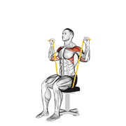 Resistance Band Seated Shoulder Press demonstration animation