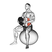 Weighted Seated Twist On Stability Ball demonstration animation